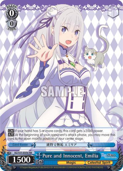 Pure and Innocent Emilia RZ/S55-E056 RR Re:ZERO Vol.2 Card