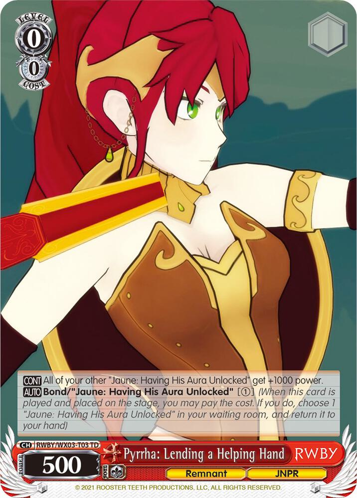 Pyrrha Lending a Helping Hand RWBY/WX03-T03 TD RWBY Card