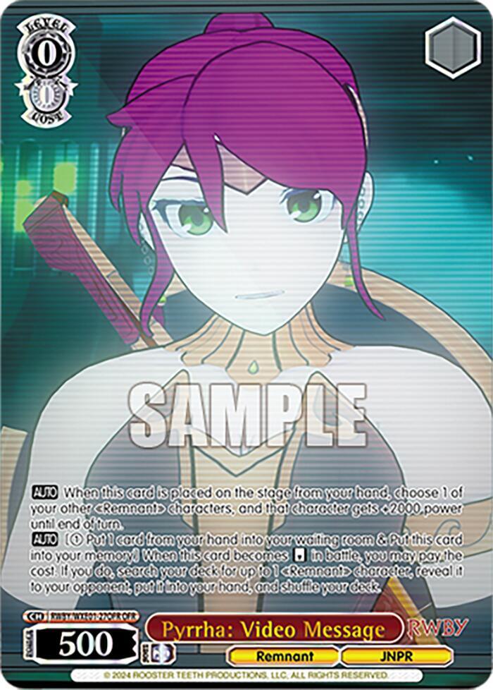 Pyrrha Video Message OFR RWBY/WXE01-27OFR OFR RWBY Premium Booster Card