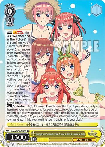 Quintuplets in Swimsuits Ichika and Nino and Miku and Yotsuba and Itsuki SR 5HY/W101-E017S SR The Quintessential Quintuplets Movie Card