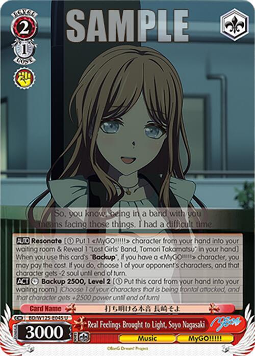 Real Feelings Brought to Light Soyo Nagasaki BD/W125-E045 U MyGO!!!!! x Ave Mujica Card