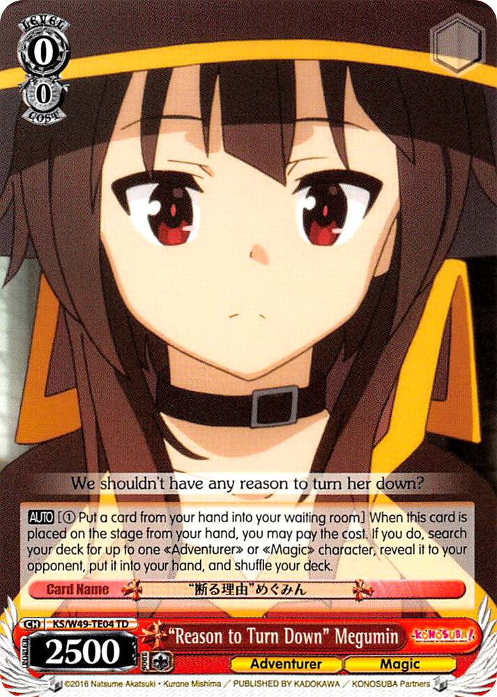 Reason to Turn Down Megumin KS/W49-TE04 TD KonoSuba Card