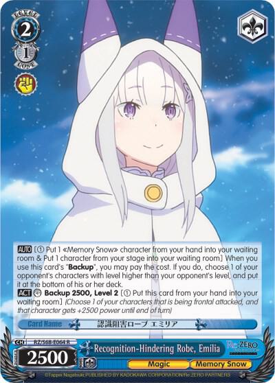 Recognition Hindering Robe Emilia RZ/S68-E064 R Re:ZERO Memory Snow Card