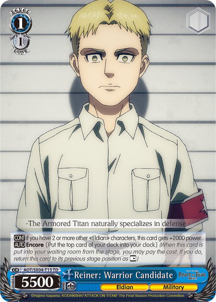 Reiner Warrior Candidate AOT/SX04-T15 TD Attack On Titan: Final Season Card
