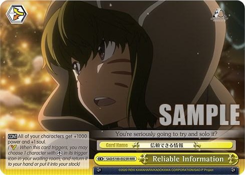 Reliable Information RRR SAO/S100-E023R RRR Sword Art Online Animation 10th Anniversary Card