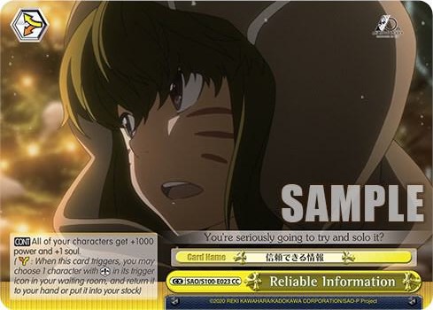 Reliable Information SAO/S100-E023 CC Sword Art Online Animation 10th Anniversary Card