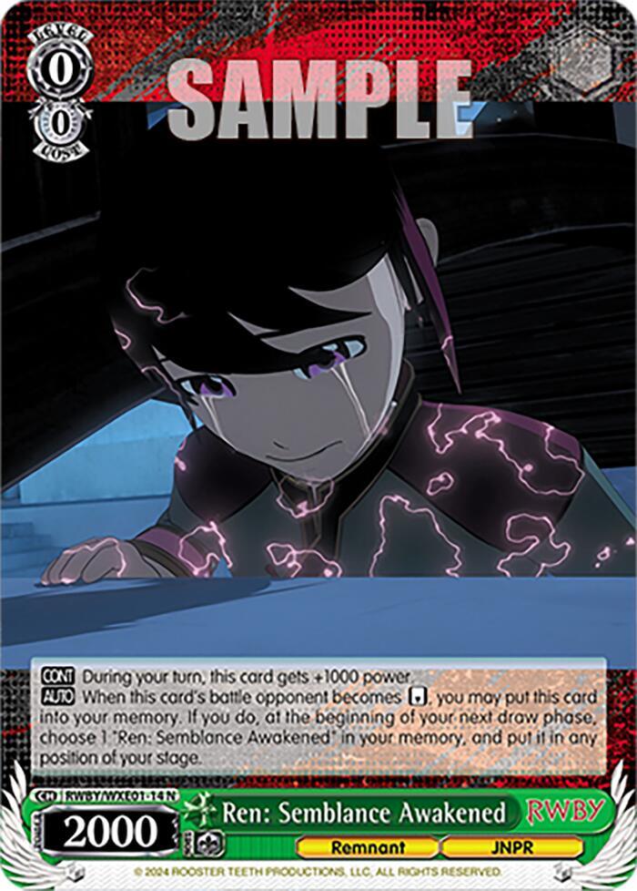 Ren Semblance Awakened RWBY/WXE01-14 N RWBY Premium Booster Card