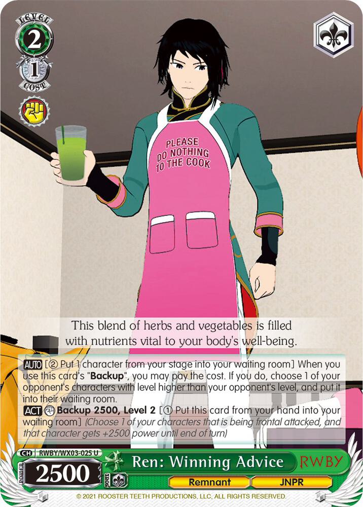Ren Winning Advice RWBY/WX03-025 U RWBY Card