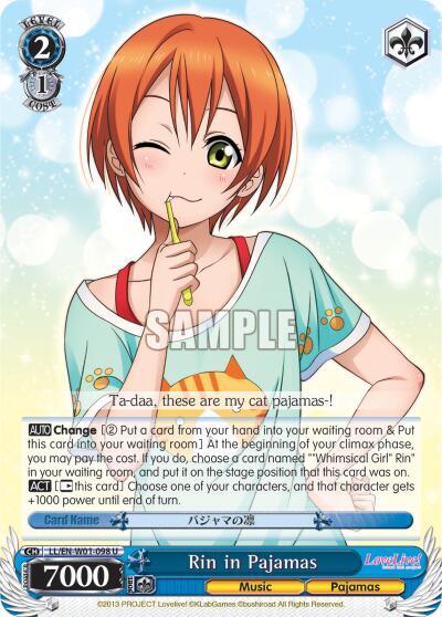 Rin in Pajamas LL/EN-W01-098 U Love Live! DX Card