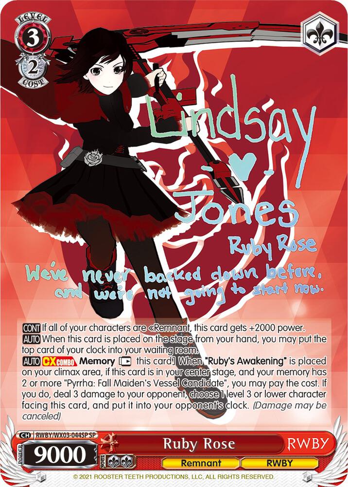 Ruby Rose SP RWBY/WX03-044SP SP RWBY Card