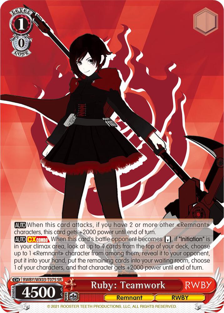 Ruby Teamwork SR RWBY/WX03-T07S SR RWBY Card