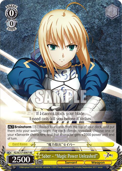 Saber Magic Power Unleashed FZ/SC17-E007 RE Fate/Zero Chronicle Set Card