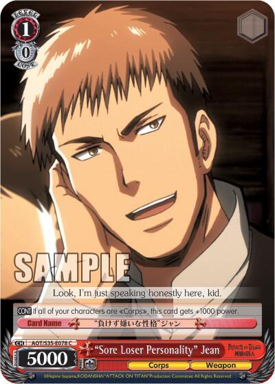 Sore Loser Personality Jean AOT/S35-E078 C Attack on Titan Card