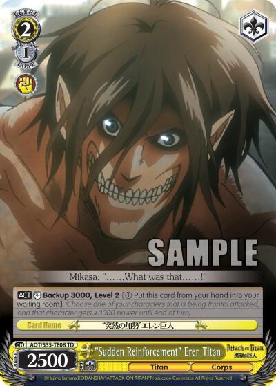 Sudden Reinforcement Eren Titan AOT/S35-TE08 TD Attack on Titan Card