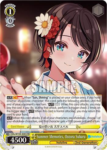 Summer Memories Oozora Subaru HOL/W104-E003 RR hololive production Vol.2 Card