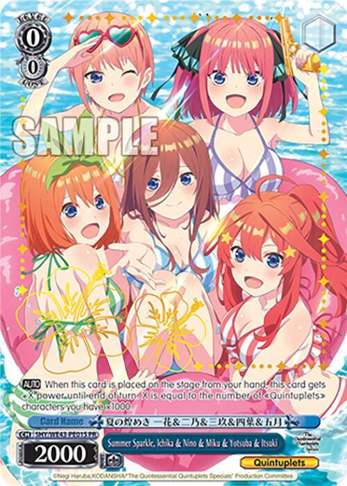 Summer Sparkle Ichika and Nino and Miku and Yotsuba and Itsuki PR Foil 5HY/WE43-PE01S PR The Quintessential Quintuplets Specials Premium Booster Card