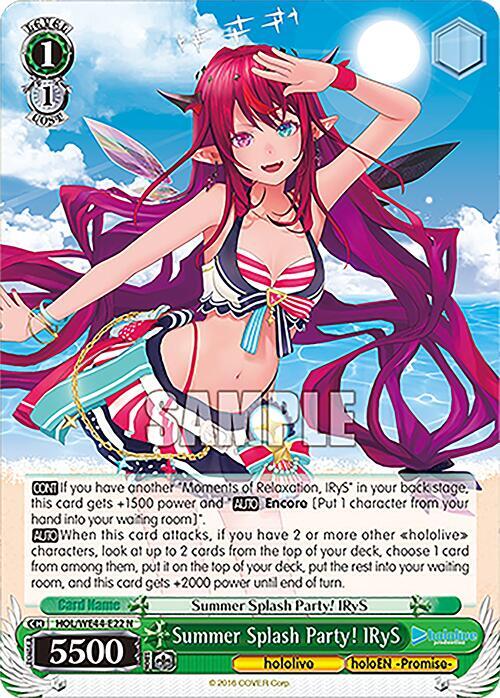 Summer Splash Party IRyS HOL/WE44-E22 N hololive production Summer Collection Premium Booster Card