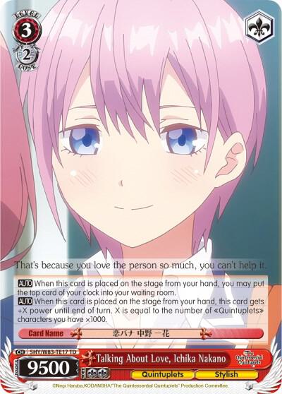 Talking About Love Ichika Nakano 5HY/W83-TE17 TD The Quintessential Quintuplets Card