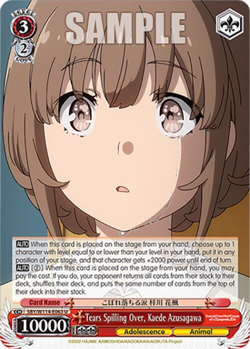 Tears Spilling Over Kaede Azusagawa SBY/W114-E063 U Rascal Does Not Dream Series Card