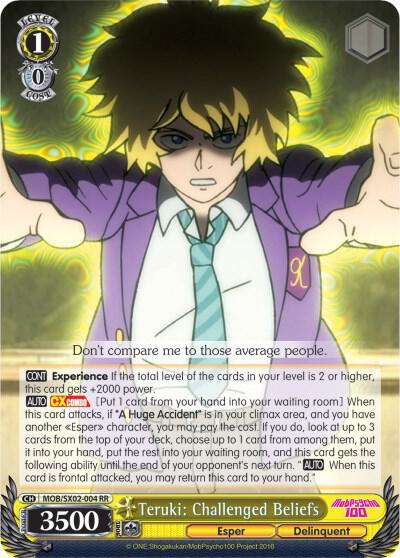 Teruki Challenged Beliefs MOB/SX02-004 RR Mob Psycho 100 Card