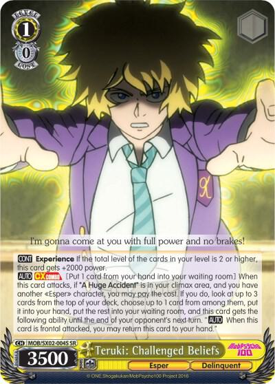 Teruki Challenged Beliefs SR MOB/SX02-004S SR Mob Psycho 100 Card