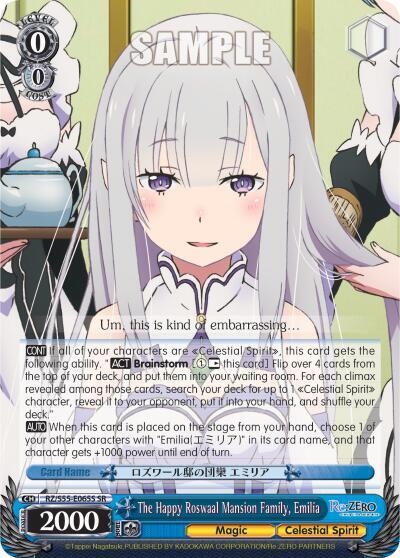 The Happy Roswaal Mansion Family Emilia SR RZ/S55-E065S SR Re:ZERO Vol.2 Card