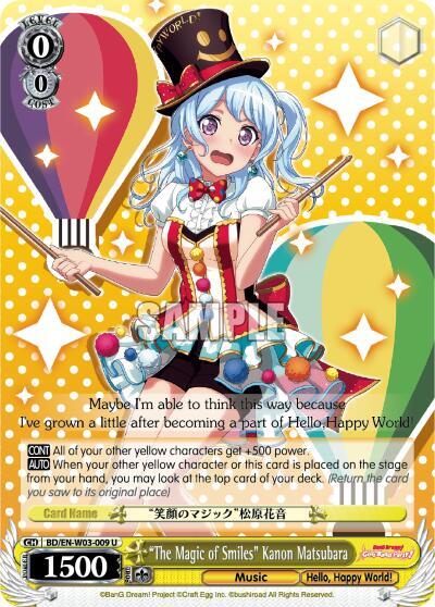 The Magic of Smiles Kanon Matsubara BD/EN-W03-009 U BanG Dream! Girls Band Party! MULTI LIVE Card