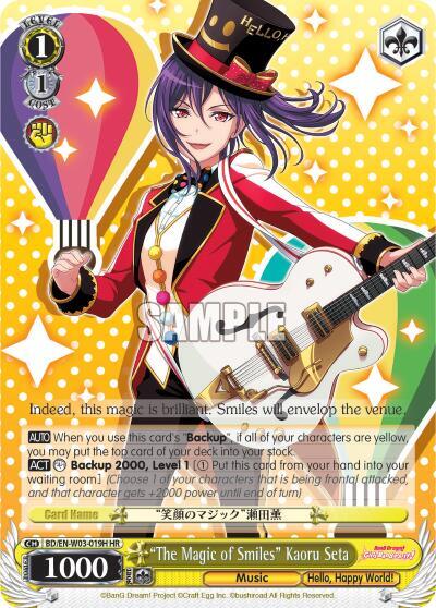 The Magic of Smiles Kaoru Seta HR BD/EN-W03-019H HR BanG Dream! Girls Band Party! MULTI LIVE Card