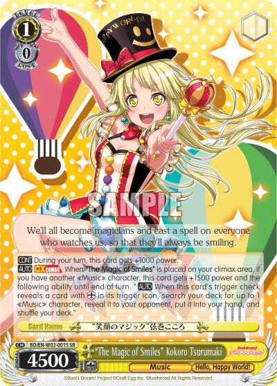 The Magic of Smiles Kokoro Tsurumaki SR BD/EN-W03-001S SR BanG Dream! Girls Band Party! MULTI LIVE Card