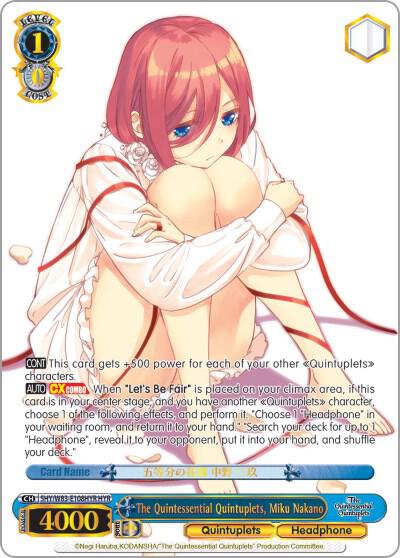 The Quintessential Quintuplets Miku Nakano HYR 5HY/W83-E108HYR HYR The Quintessential Quintuplets Card