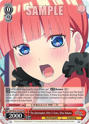 The Quintuplets After 5 Years Nino Nakano Foil 5HY/W101-E103S The Quintessential Quintuplets Movie Card