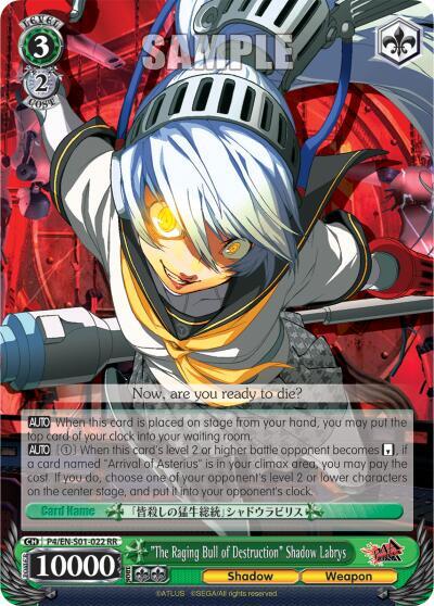 The Raging Bull of Destruction Shadow Labrys P4/EN-S01-022 RR Persona 4 ver.E Card