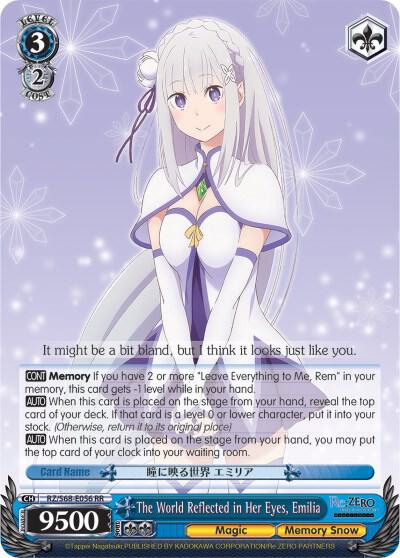 The World Reflected in Her Eyes Emilia RZ/S68-E056 RR Re:ZERO Memory Snow Card