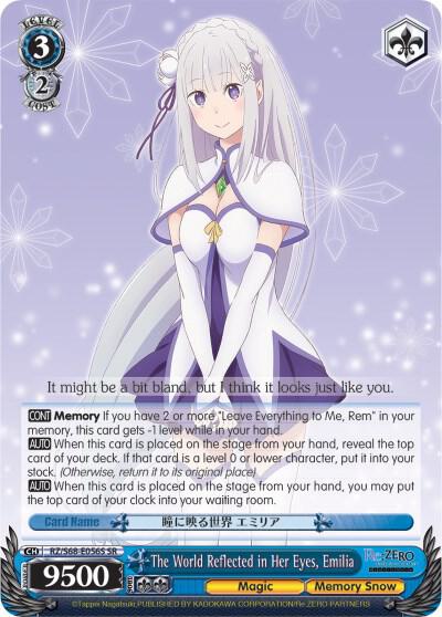 The World Reflected in Her Eyes Emilia SR RZ/S68-E056S SR Re:ZERO Memory Snow Card