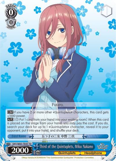 Third of the Quintuplets Miku Nakano 5HY/W83-TE45 TD The Quintessential Quintuplets Card