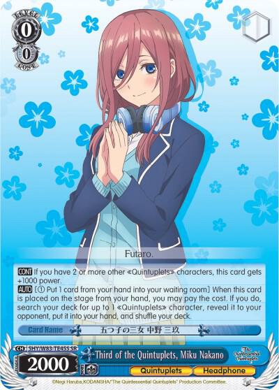 Third of the Quintuplets Miku Nakano SR 5HY/W83-TE45S SR The Quintessential Quintuplets Card