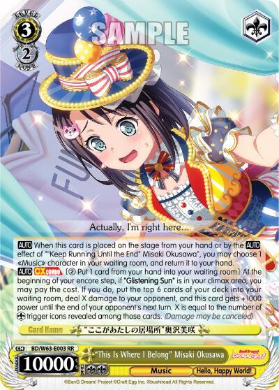 This Is Where I Belong Misaki Okusawa BD/W63-E003 RR BanG Dream! Girls Band Party! Vol.2 Card