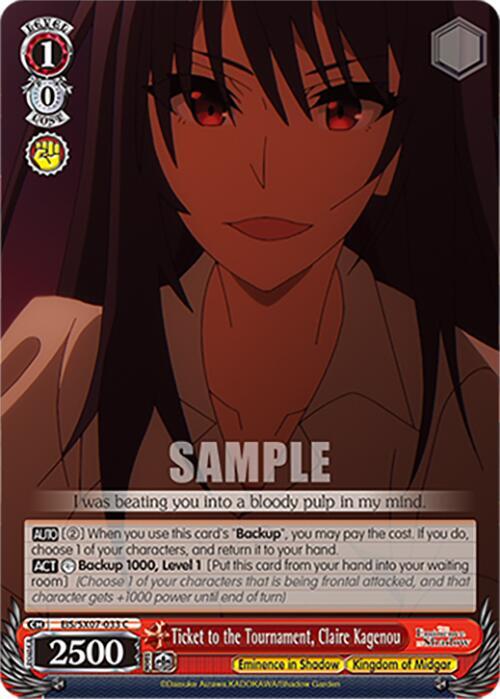Ticket to the Tournament Claire Kagenou EIS/SX07-033 The Eminence in Shadow Card