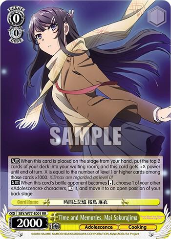 Time and Memories Mai Sakurajima SBY/W77-E001 RR Rascal Does Not Dream of a Dreaming Girl Card