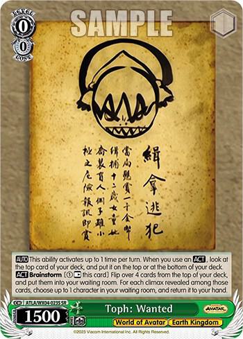 Toph Wanted SR ATLA/WX04-023S SR Avatar: The Last Airbender Card