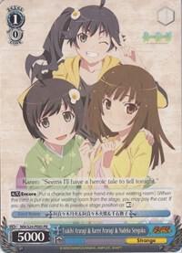 Tsukihi Araragi and Karen Araragi and Nadeko Sengoku NM/S24-PE05 PR NISEMONOGATARI Card