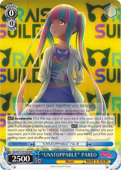 UNSTOPPABLE PAREO RRR BD/W73-TE15R RRR BanG Dream! Vol.2 Card