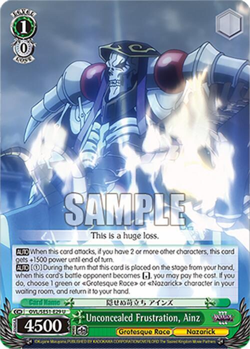 Unconcealed Frustration Ainz OVL/SE51-E29 U Nazarick: Tomb of the Undead Vol.3 Extra Booster Card