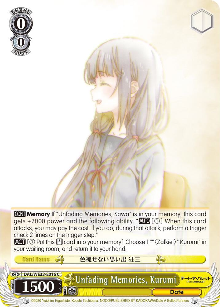 Unfading Memories Kurumi DAL/WE33-E016 C Date A Bullet Card
