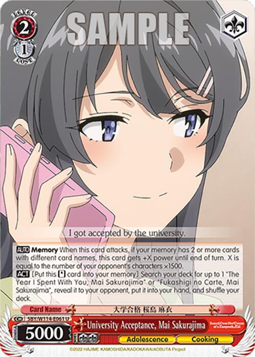 University Acceptance Mai Sakurajima SBY/W114-E061 U Rascal Does Not Dream Series Card