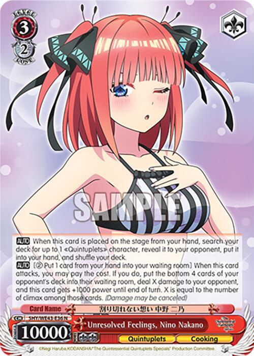 Unresolved Feelings Nino Nakano 5HY/WE43-E36 N The Quintessential Quintuplets Specials Premium Booster Card