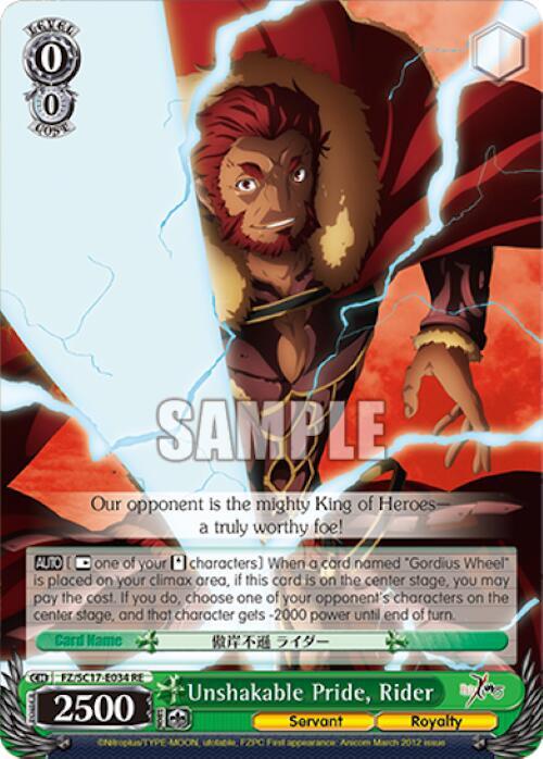 Unshakable Pride Rider FZ/SC17-E034 RE Fate/Zero Chronicle Set Card