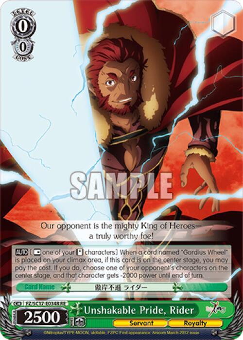 Unshakable Pride Rider RRR FZ/SC17-E034R RE Fate/Zero Chronicle Set Card