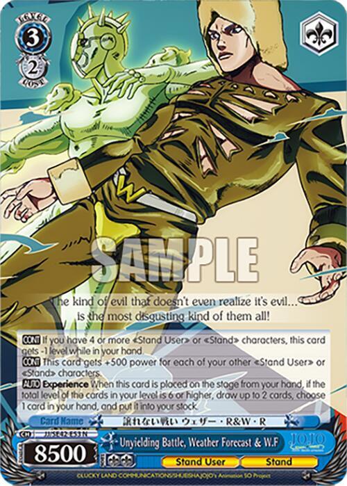 Unyielding Battle Weather Forecast and WF JJ/SE42-E53 N JoJo's Bizarre Adventure: Stone Ocean Premium Booster Card