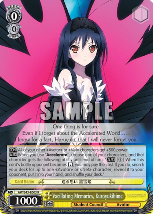Vacillating Memories Kuroyukihime AW/S43-E003 R Accel World -Infinite Burst- Card